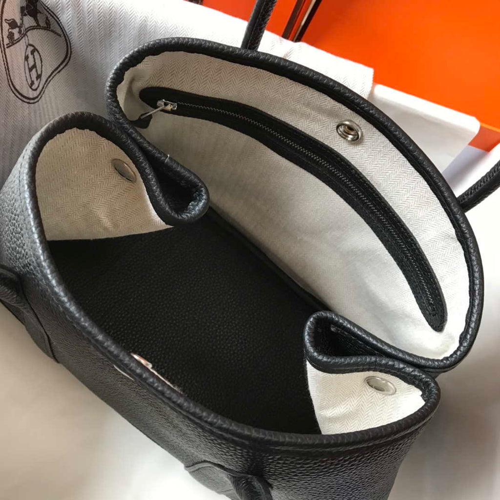 Hermes Black Togo leather Garden Party 30cm Bag Machine sewing H239053