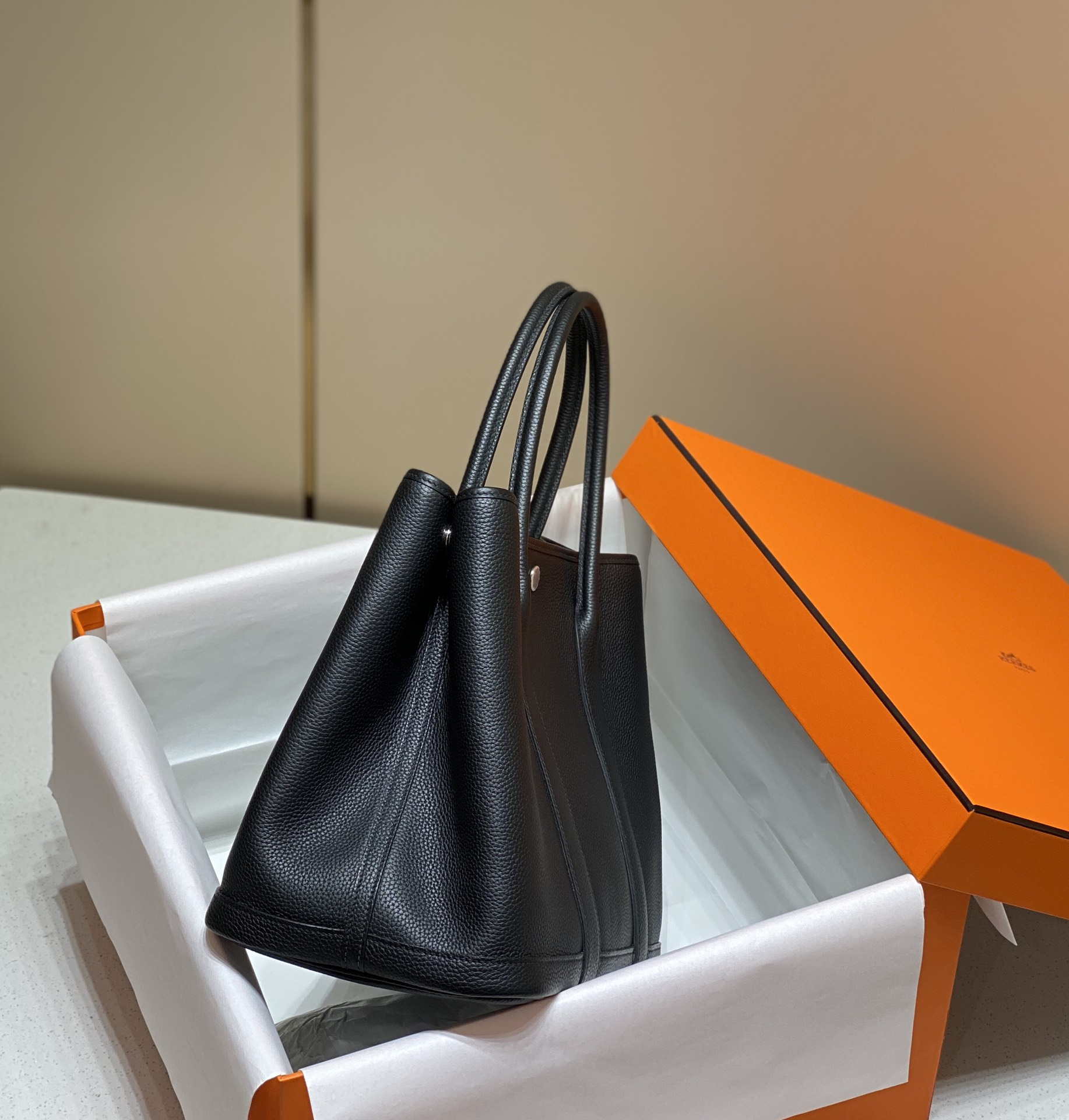 Hermes Black Togo Medium Garden Party 36cm Bag H239055 - Default Title - View 4