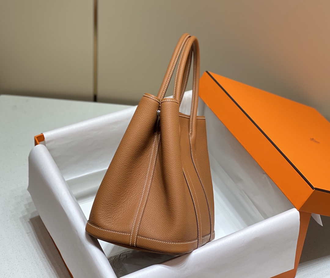 Hermes Brown Togo Medium Garden Party 36cm Bag H239054 - Default Title - View 3