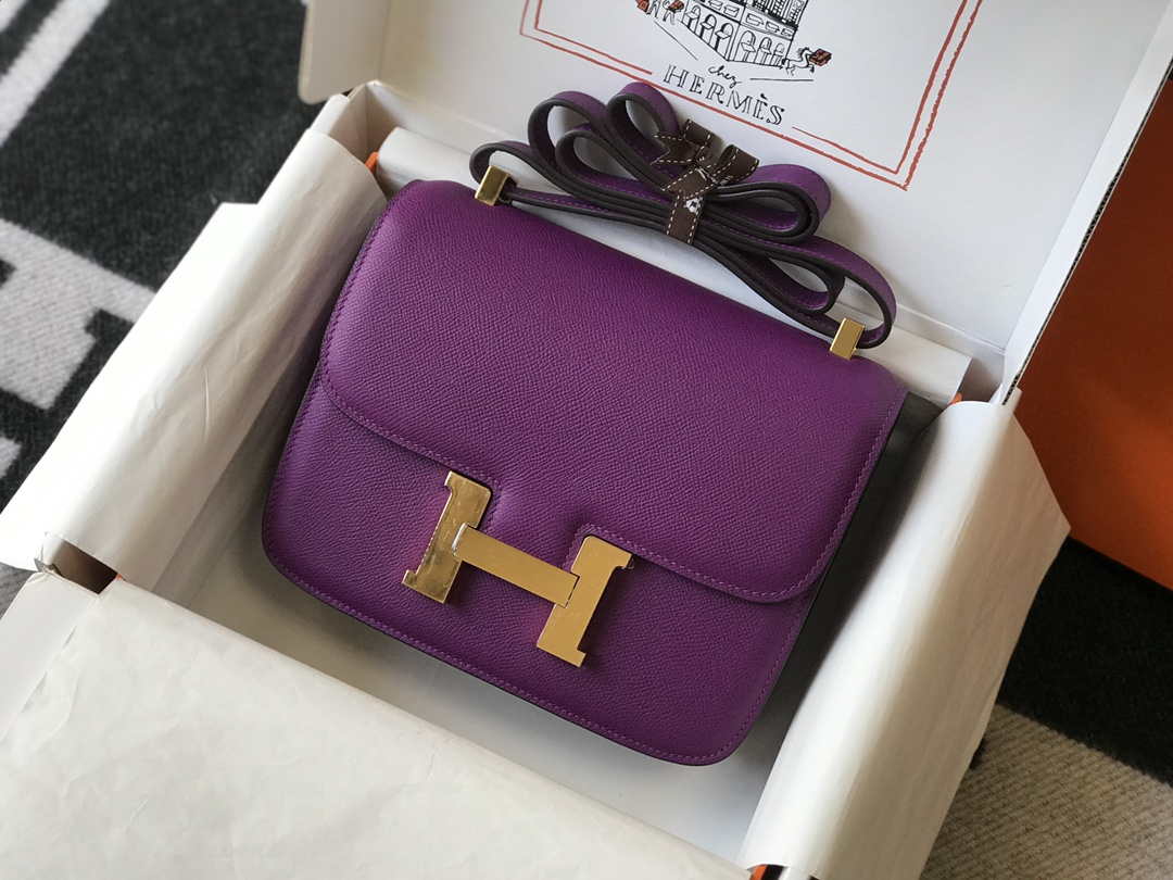 Hermes Constance Cross Body Bag Epsom Leather Gold H28404