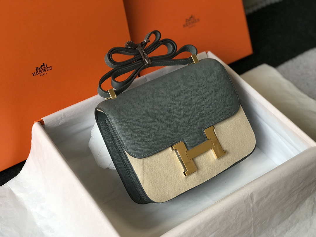 Hermes Constance Cross Body Bag Epsom Leather Gold H28407