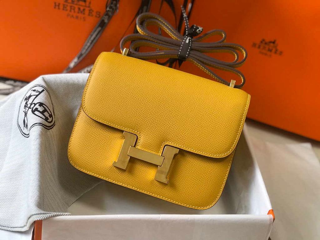Hermes Constance Cross Body Bag Epsom Leather Gold H28413