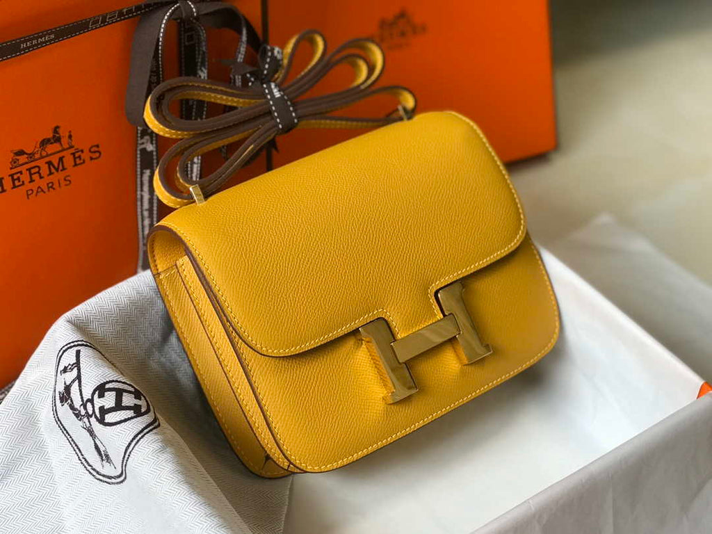 Hermes Constance Cross Body Bag Epsom Leather Gold H28413