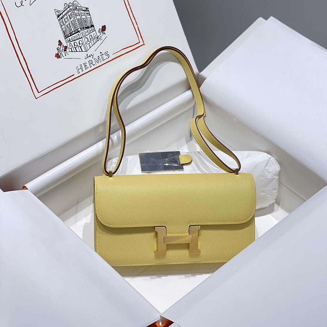 Hermes Constance Long to Go Wallet Bag Epsom Lemon Yellow Leather H28707