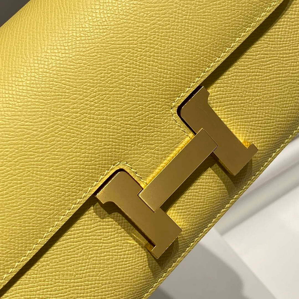 Hermes Constance Long to Go Wallet Bag Epsom Lemon Yellow Leather H28707
