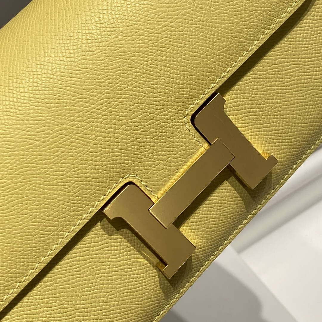Hermes Constance Long to Go Wallet Bag Epsom Lemon Yellow Leather H28707