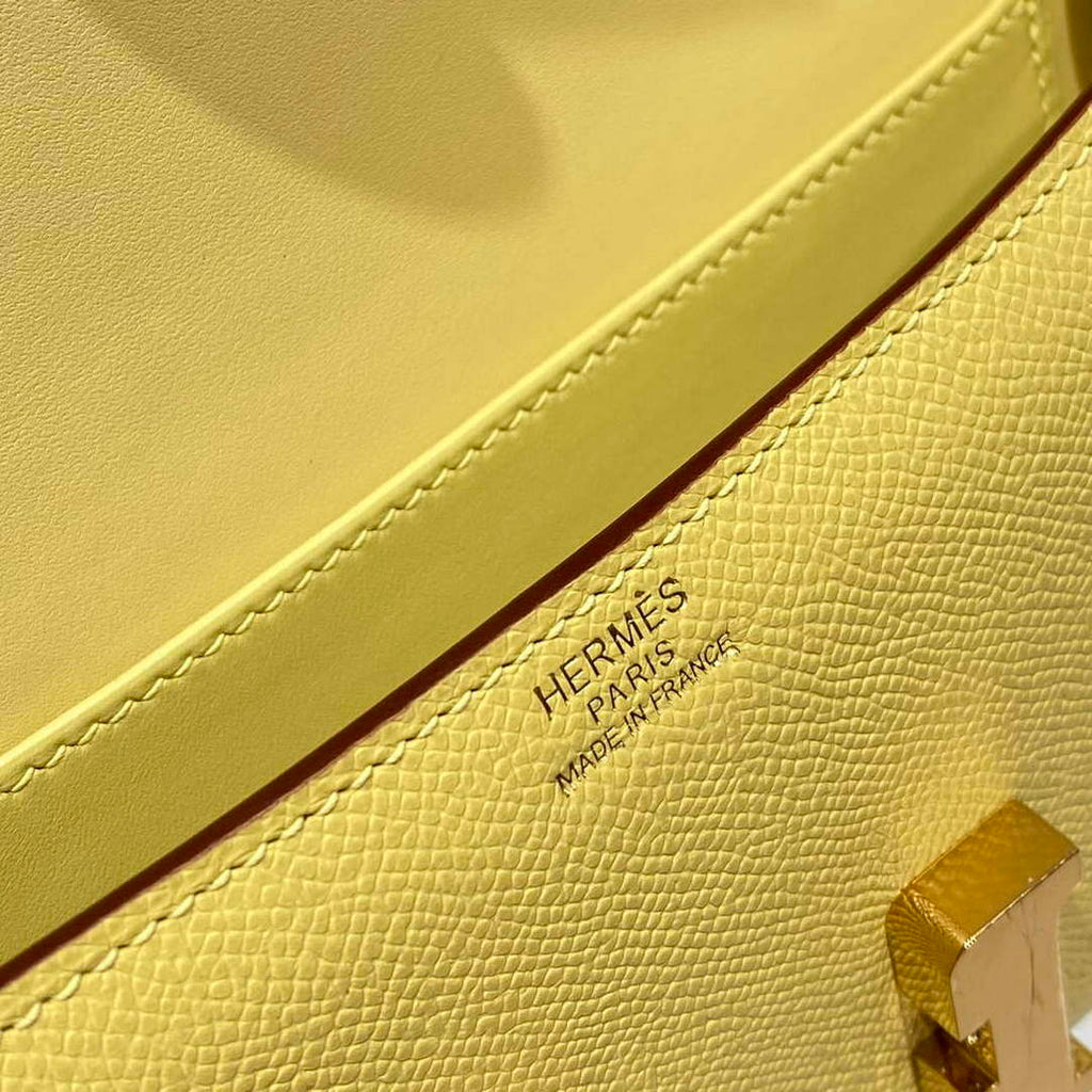 Hermes Constance Long to Go Wallet Bag Epsom Lemon Yellow Leather H28707