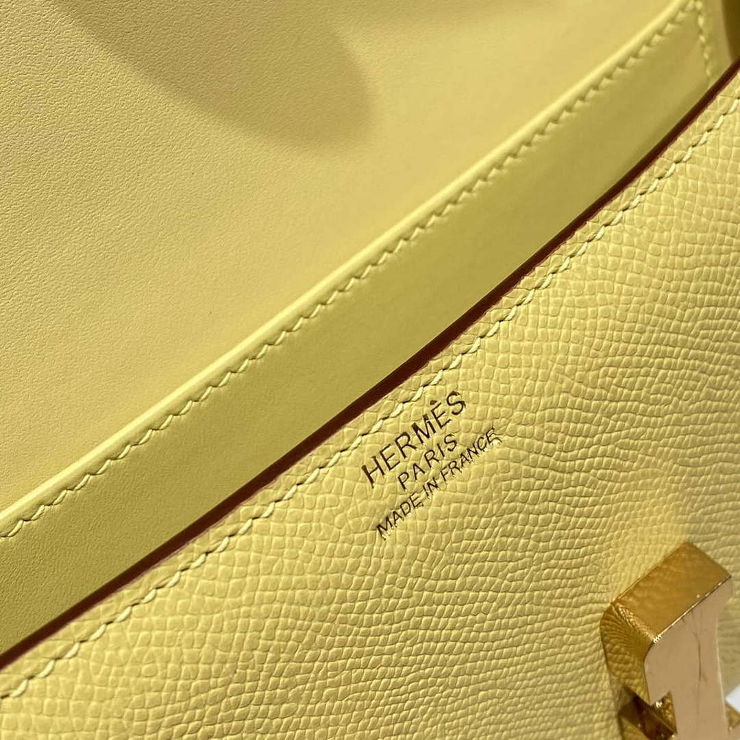 Hermes Constance Long to Go Wallet Bag Epsom Lemon Yellow Leather H28707