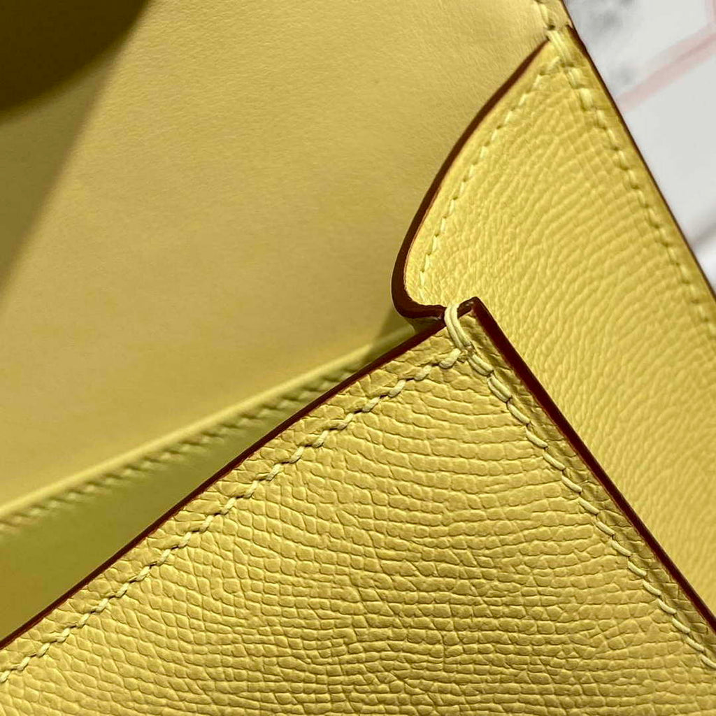 Hermes Constance Long to Go Wallet Bag Epsom Lemon Yellow Leather H28707