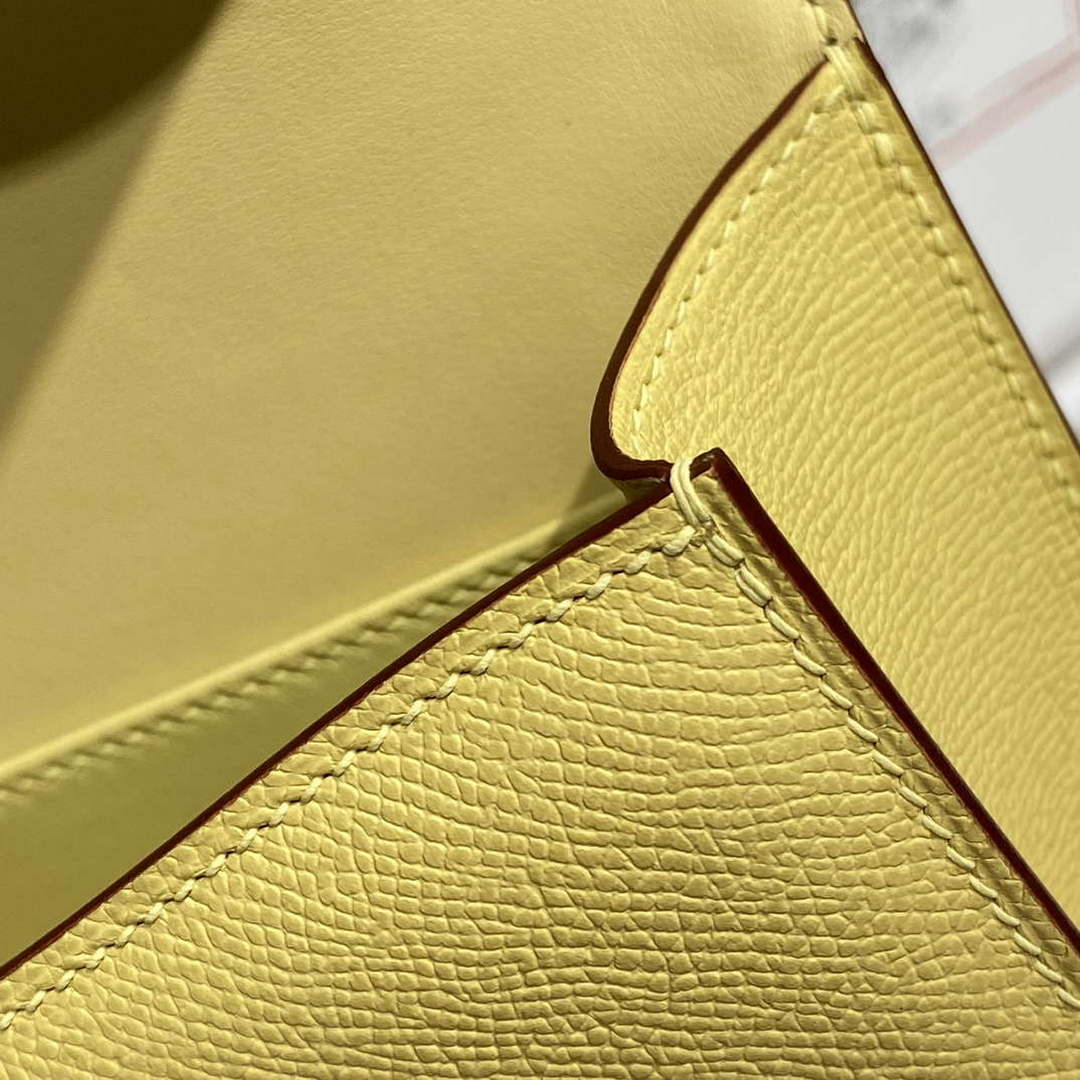 Hermes Constance Long to Go Wallet Bag Epsom Lemon Yellow Leather H28707