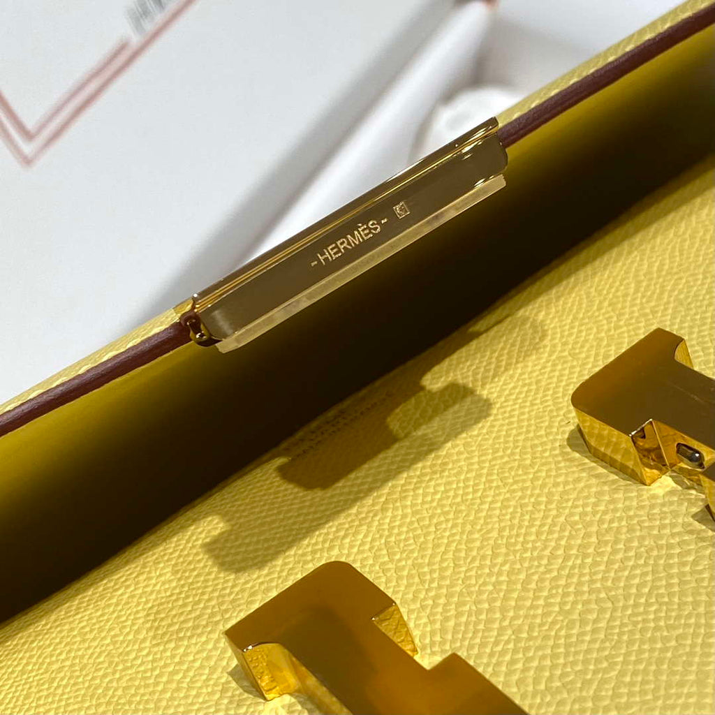 Hermes Constance Long to Go Wallet Bag Epsom Lemon Yellow Leather H28707