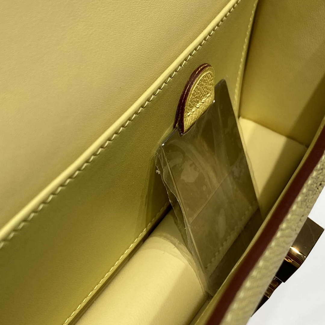 Hermes Constance Long to Go Wallet Bag Epsom Lemon Yellow Leather H28707