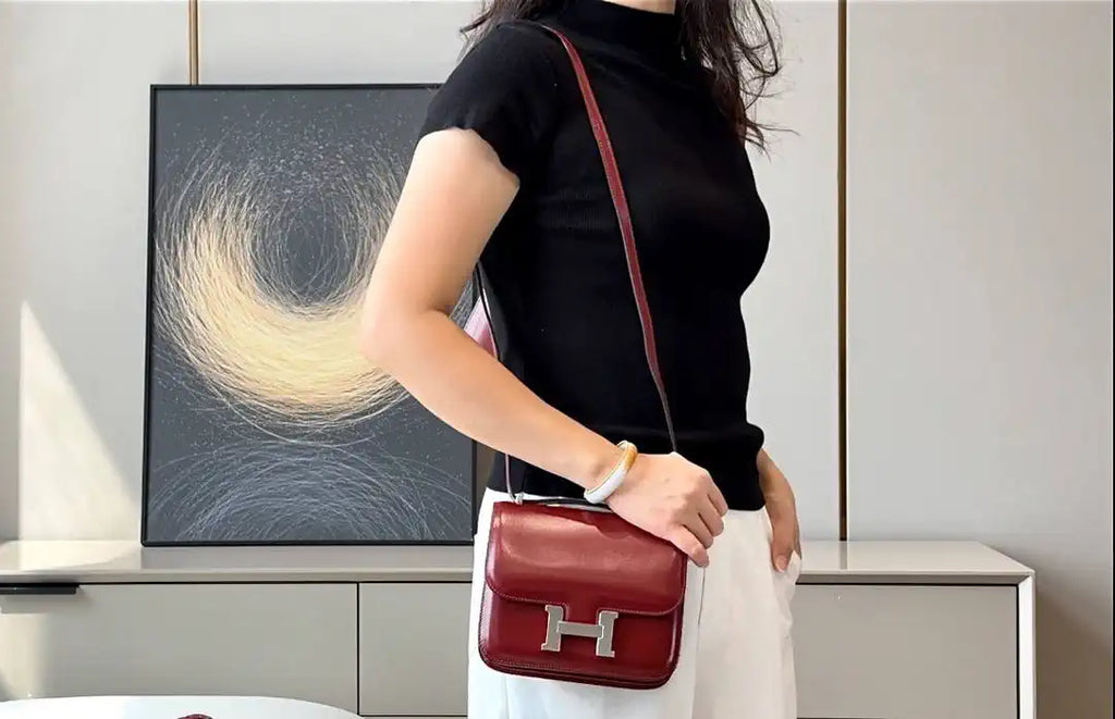 Hermes Constance Shoulder Bags Box Leather Silver H28500