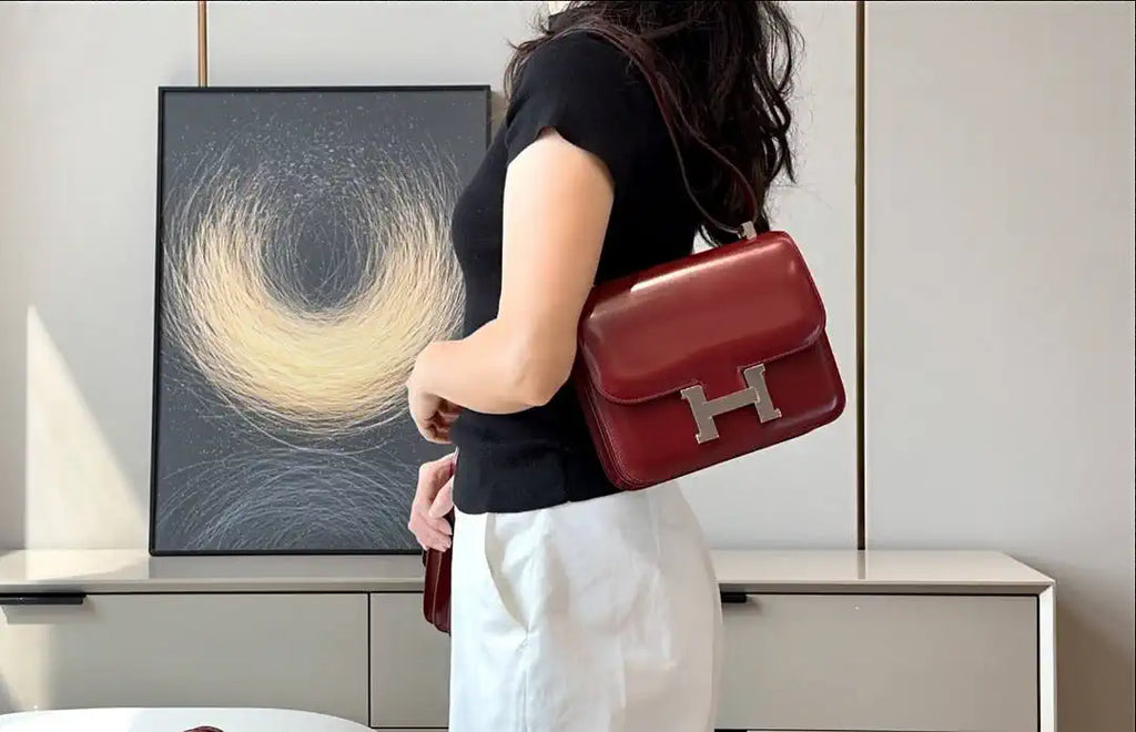 Hermes Constance Shoulder Bags Box Leather Silver H28500