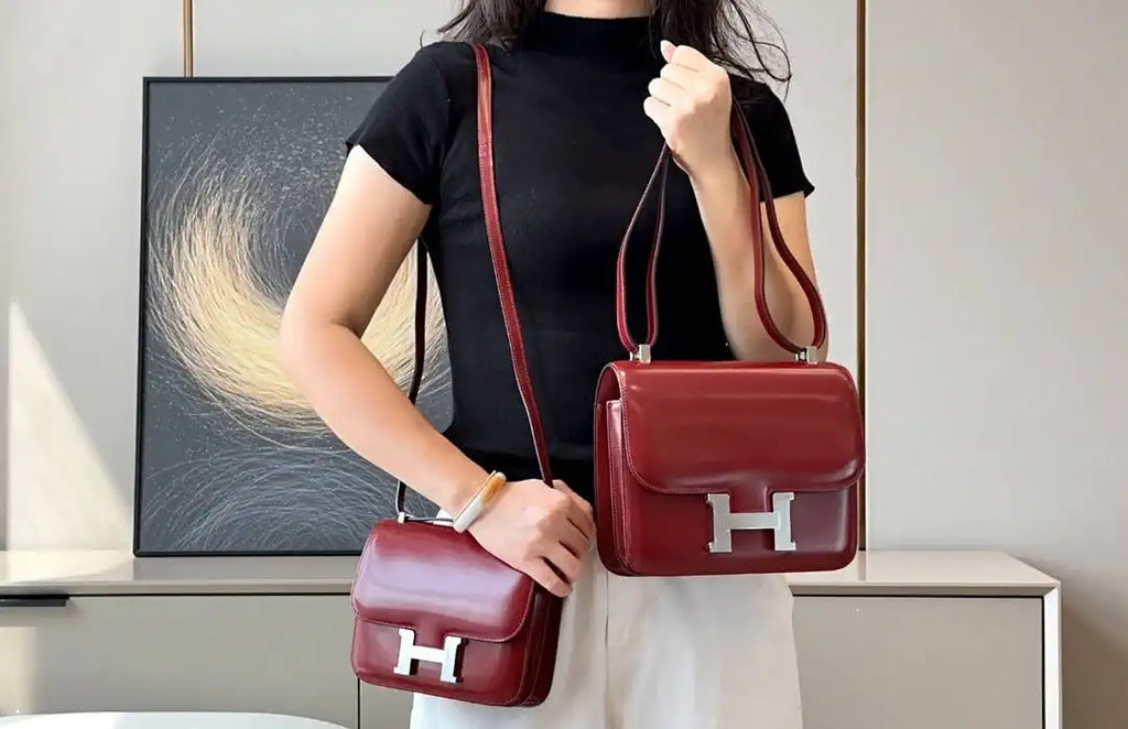 Hermes Constance Shoulder Bags Box Leather Silver H28500