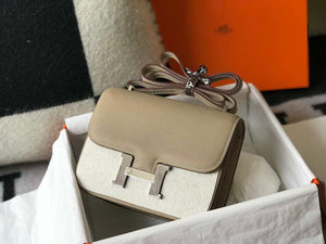 Hermes Constance Shoulder Bags Epsom Leather Silver H28415 - 18CM - View 2