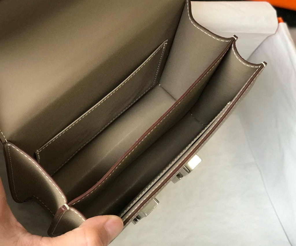 Hermes Constance Shoulder Bags Epsom Leather Silver H28415