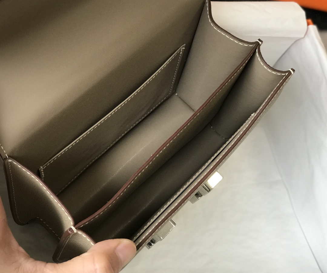Hermes Constance Shoulder Bags Epsom Leather Silver H28415 - 18CM - View 9