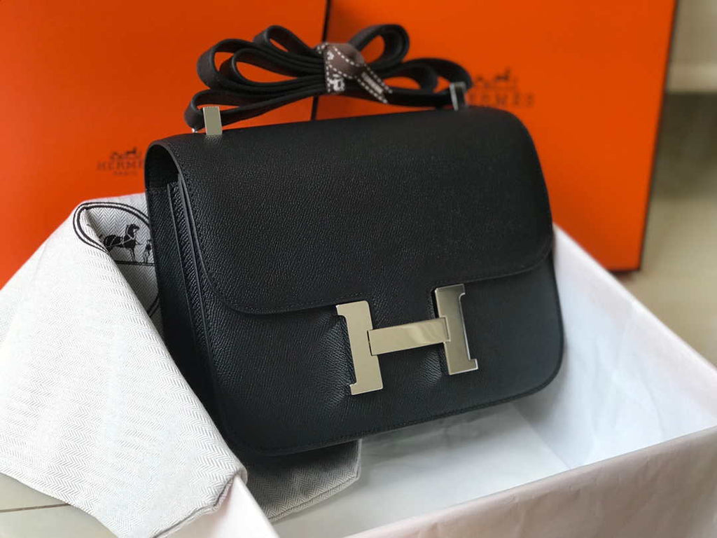Hermes Constance Shoulder Bags Epsom Leather Silver H28416