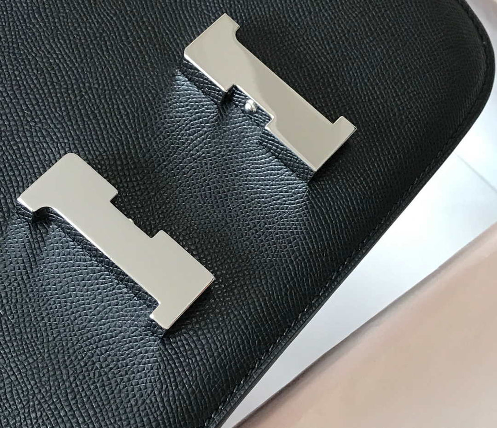 Hermes Constance Shoulder Bags Epsom Leather Silver H28416