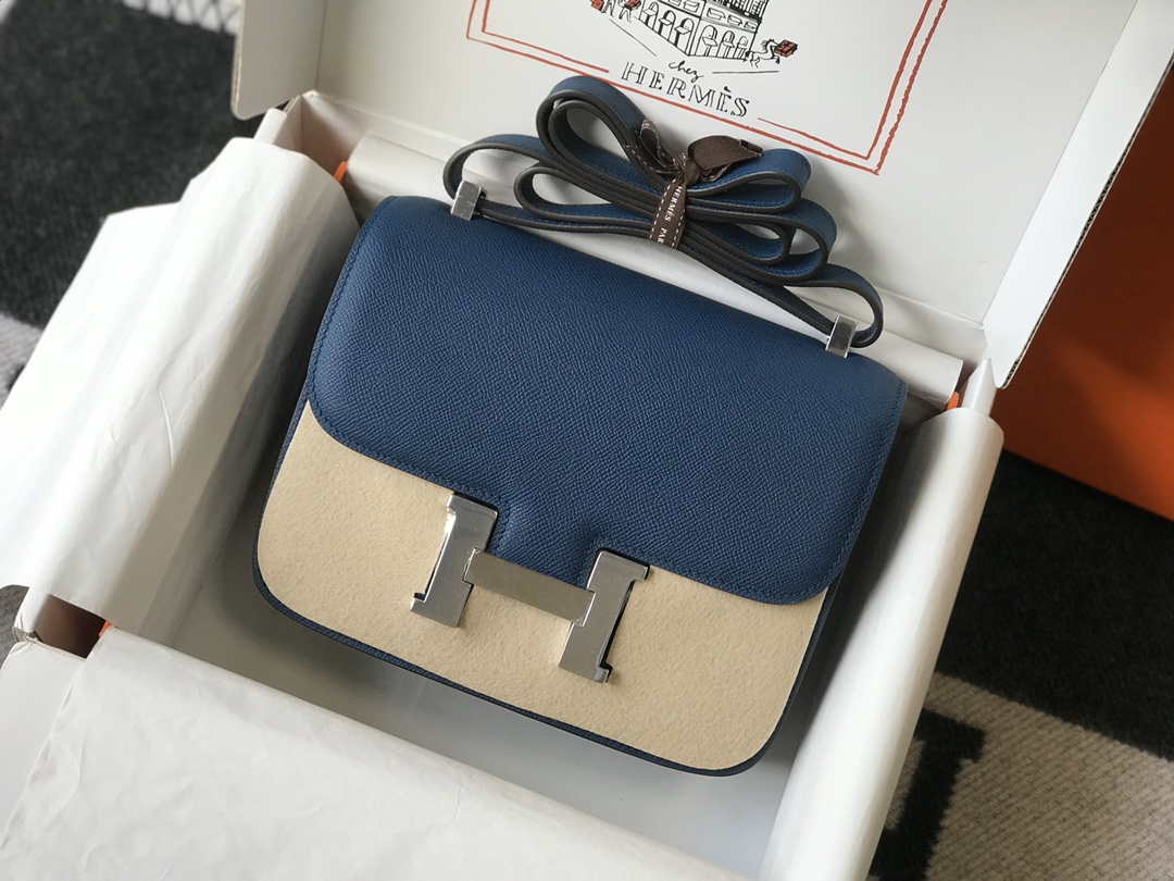 Hermes Constance Shoulder Bags Epsom Leather Silver H28417 - 18CM - View 1