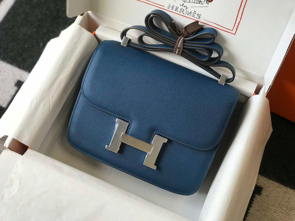 Hermes Constance Shoulder Bags Epsom Leather Silver H28417