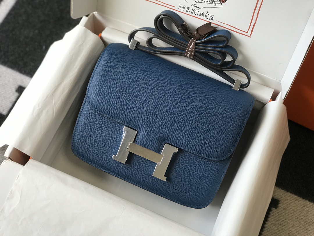 Hermes Constance Shoulder Bags Epsom Leather Silver H28417 - 18CM - View 2