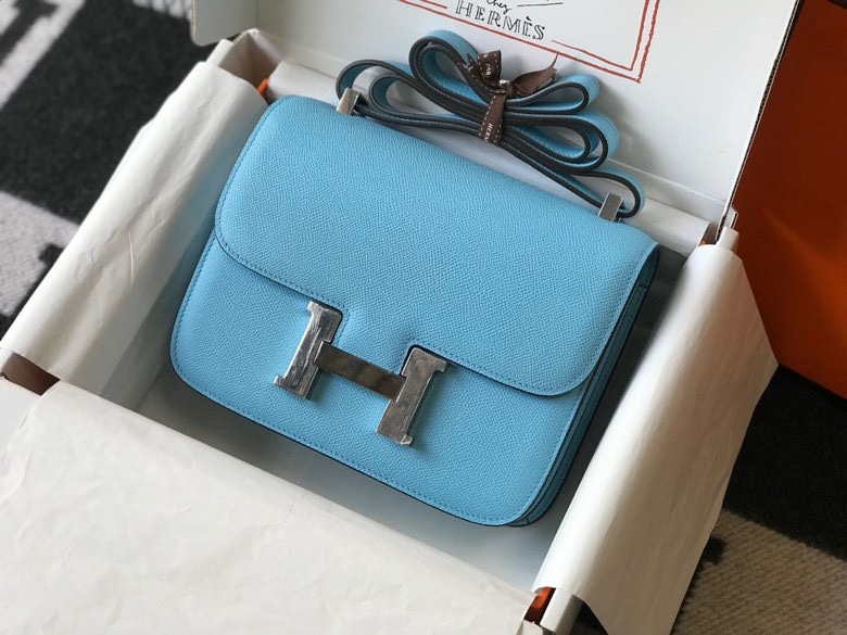 Hermes Constance Shoulder Bags Epsom Leather Silver H28418 - 18CM - View 2