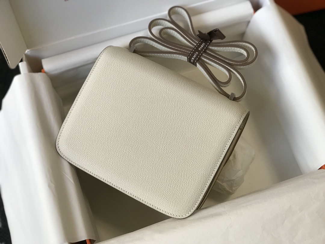 Hermes Constance Shoulder Bags Epsom Leather Silver H28419