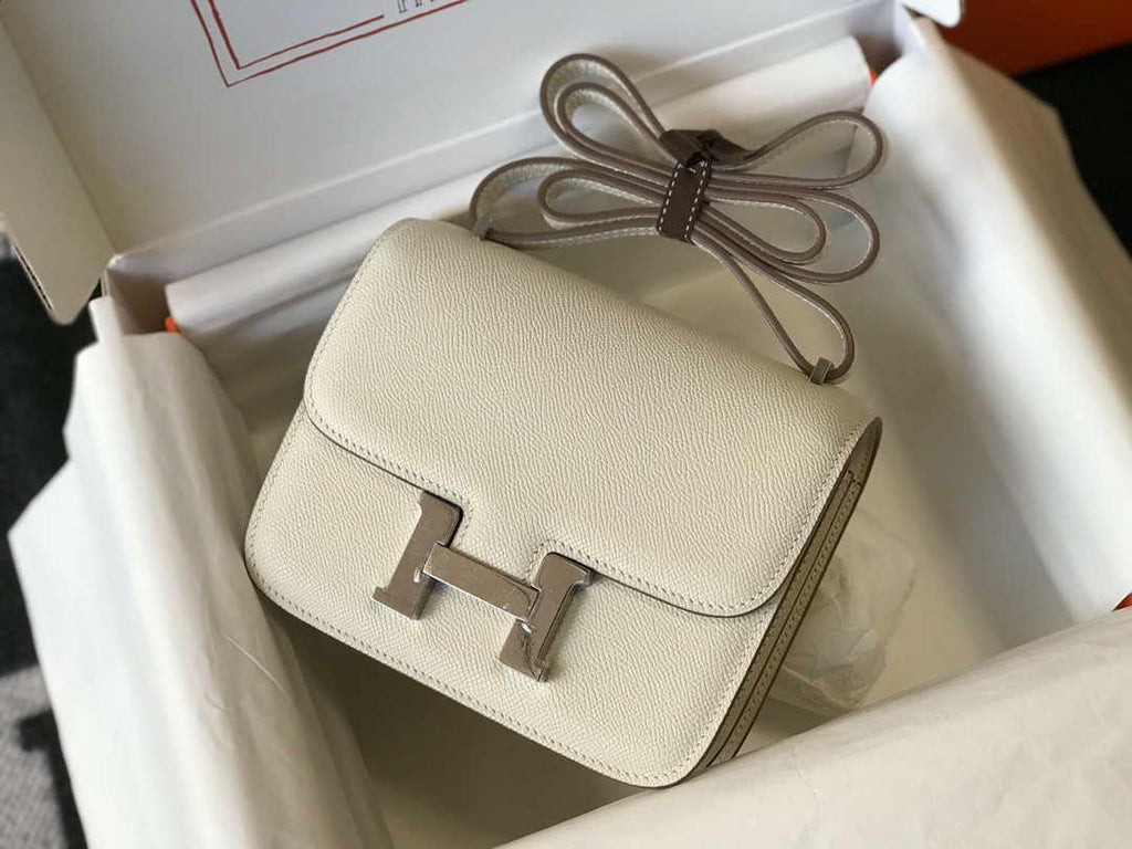 Hermes Constance Shoulder Bags Epsom Leather Silver H28419