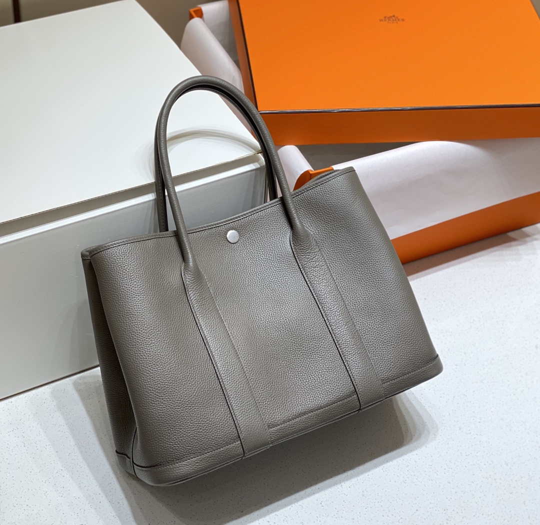 Hermes Dark Gray Togo Medium Garden Party 36cm Bag H239059 - Default Title - View 2