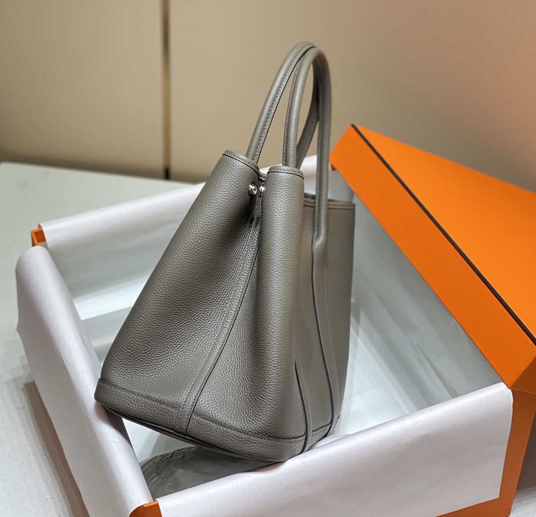 Hermes Dark Gray Togo Medium Garden Party 36cm Bag H239059 - Default Title - View 3