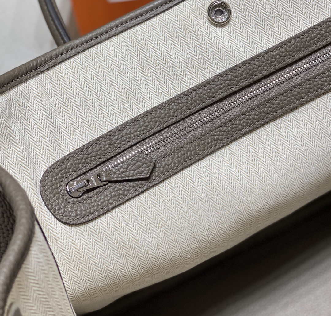 Hermes Dark Gray Togo Medium Garden Party 36cm Bag H239059 - Default Title - View 8