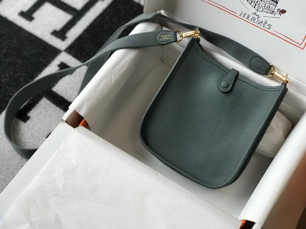 Hermes Evelyne Bag Designer Hermes Mini Crossbody Bag 20391 Gold Buckle Dark Green