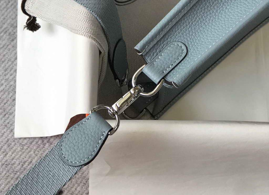 Hermes Evelyne Bag Hermes Mini Crossbody Bag 20409 Silver Buckle Light Blue
