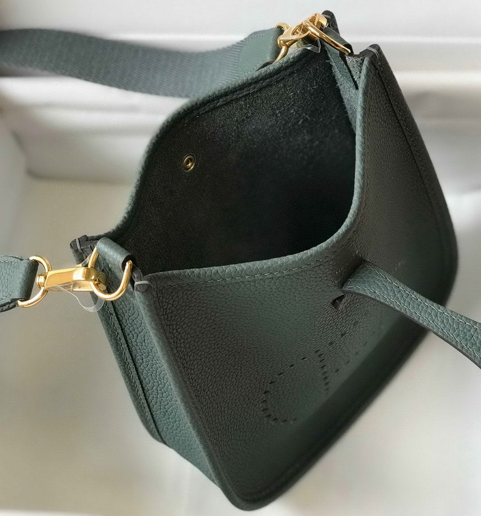 Hermes Evelyne Bag Designer Hermes Mini Crossbody Bag 20391 Gold Buckle Dark Green