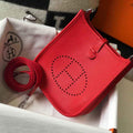 Hermes Evelyne Bag Hermes Mini Crossbody Bag 20411 Silver Buckle Dark Red