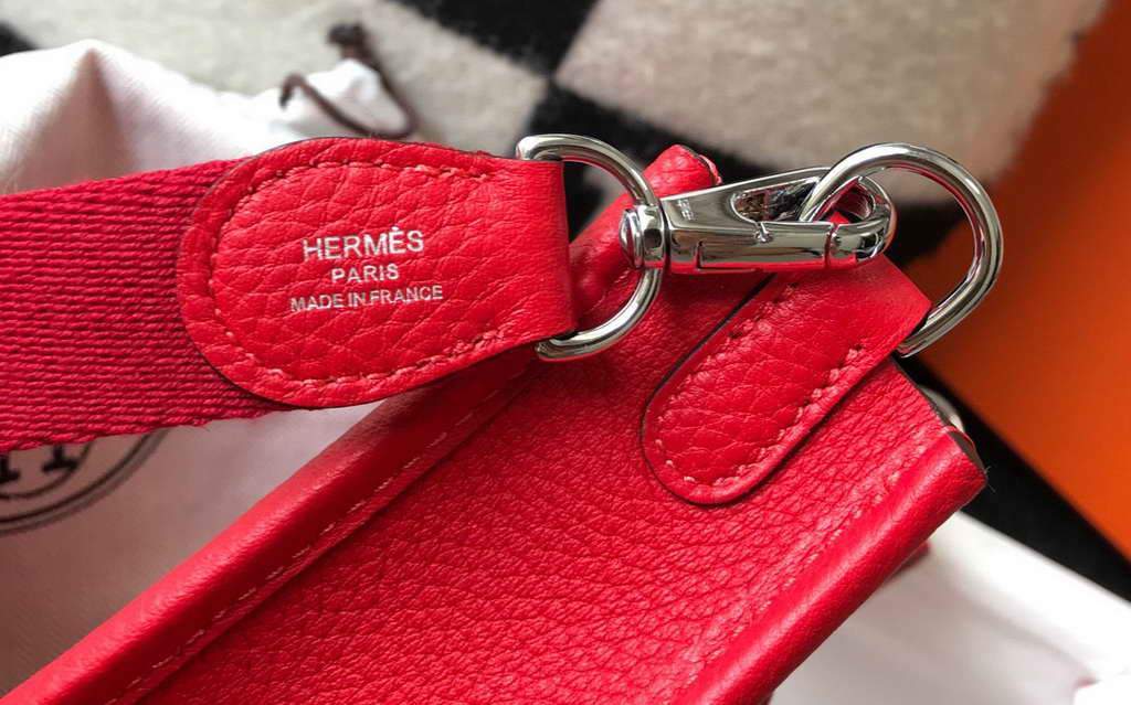 Hermes Evelyne Bag Hermes Mini Crossbody Bag 20411 Silver Buckle Dark Red