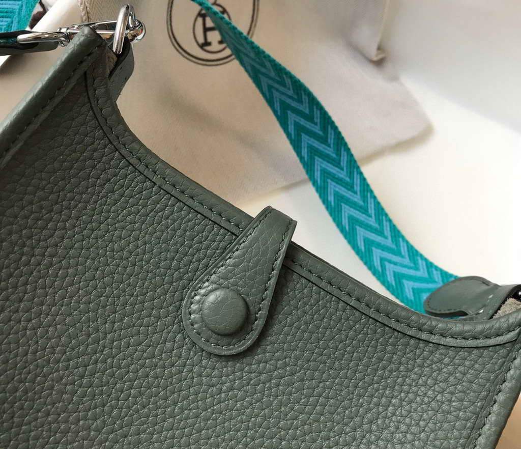 Hermes Evelyne Bag Hermes Mini Crossbody Bag 20412 Silver Buckle Dark Green