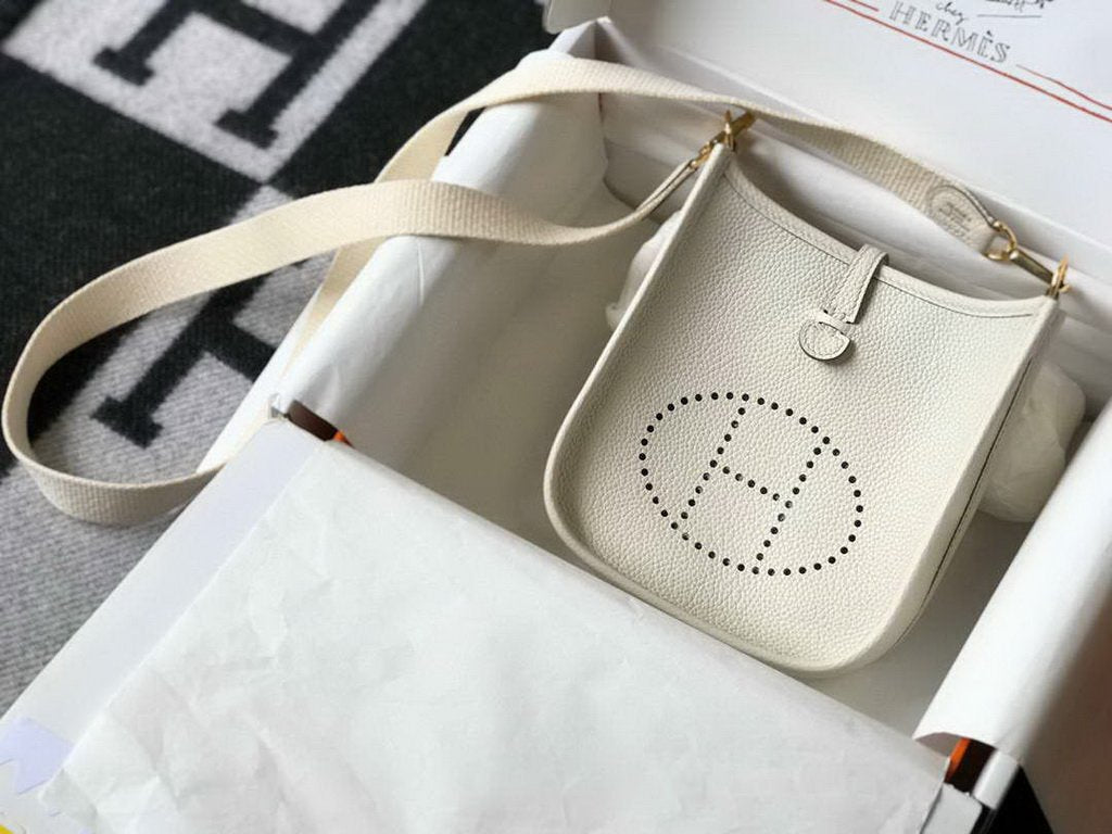 Hermes Evelyne Bag Designer Hermes Mini Crossbody Bag 20396 Gold Buckle Beige