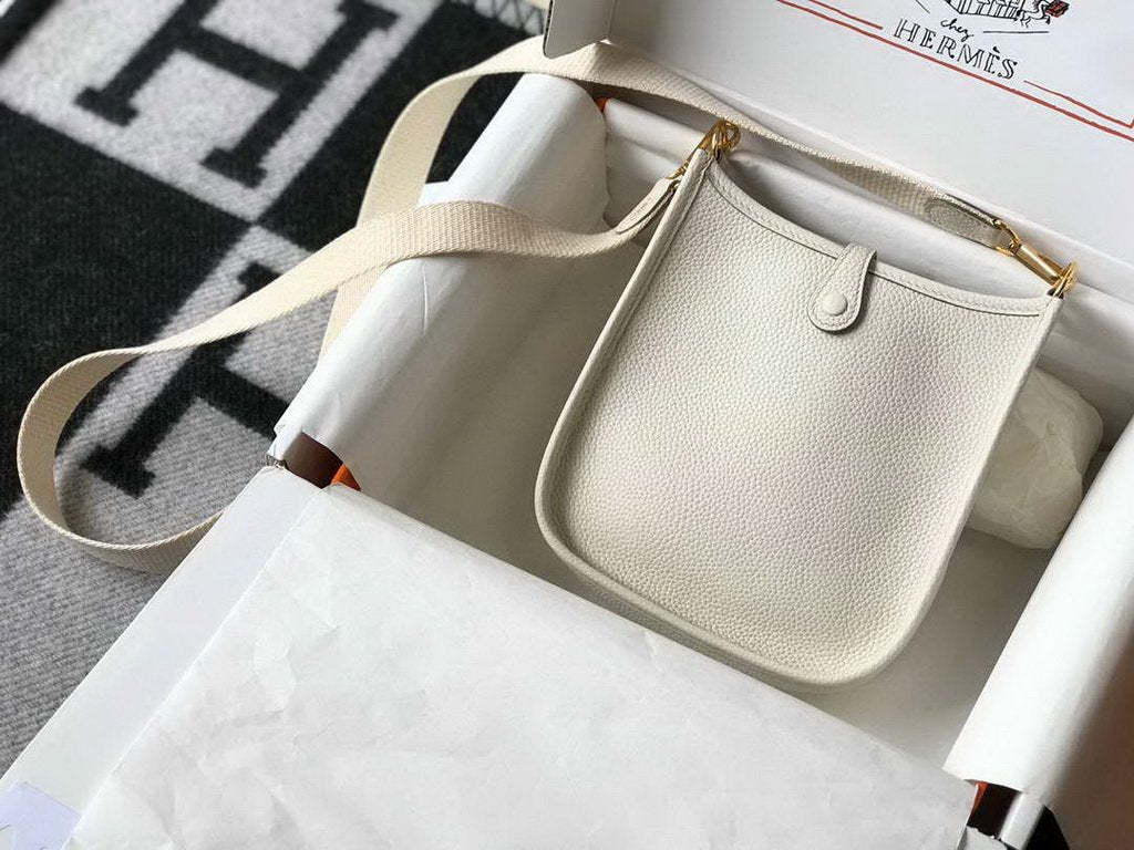 Hermes Evelyne Bag Designer Hermes Mini Crossbody Bag 20396 Gold Buckle Beige