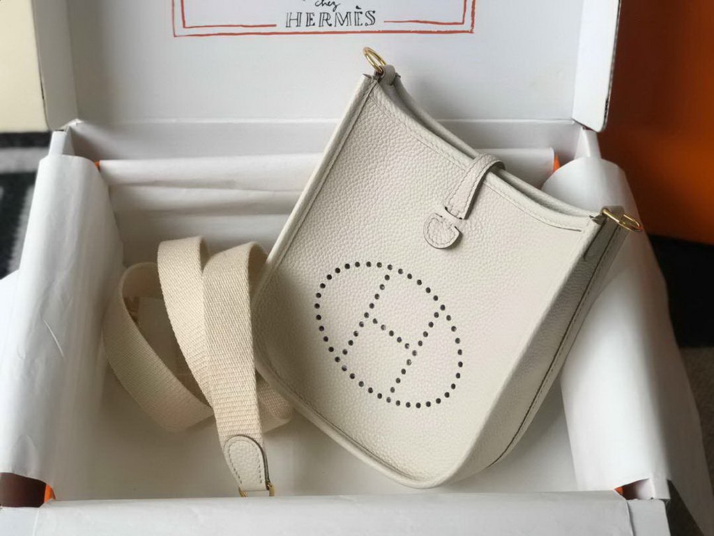 Hermes Evelyne Bag Designer Hermes Mini Crossbody Bag 20396 Gold Buckle Beige