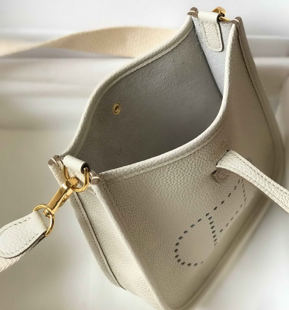 Hermes Evelyne Bag Designer Hermes Mini Crossbody Bag 20396 Gold Buckle Beige