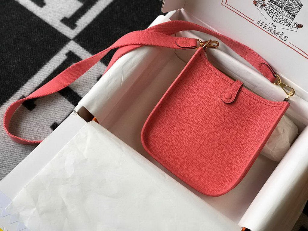 Hermes Evelyne Bag Designer Hermes Mini Crossbody Bag 20397 Gold Buckle Red