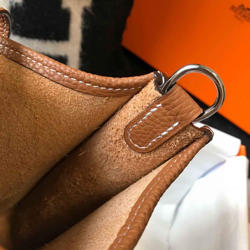 Hermes Evelyne Bag Hermes Mini Crossbody Bag 20399 Silver Buckle Tan