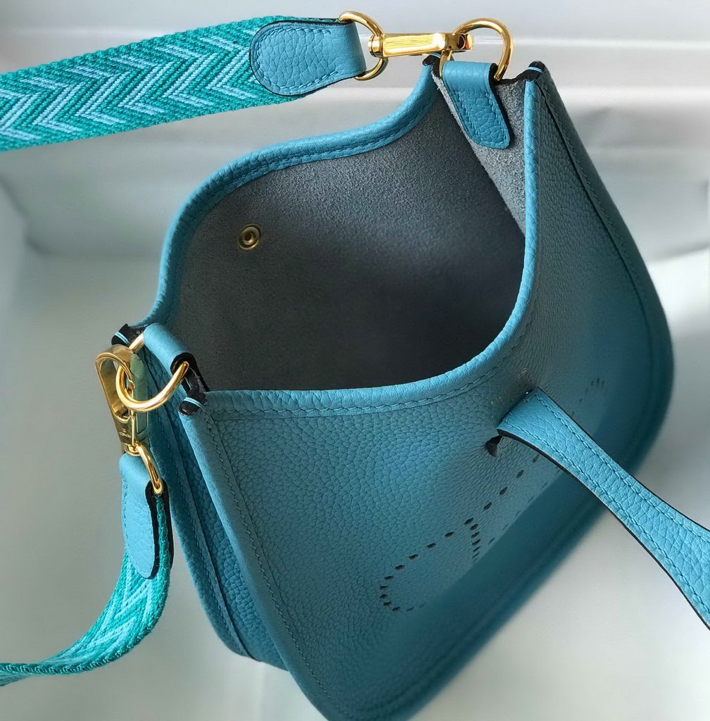 Hermes Evelyne Bag Designer Hermes Mini Crossbody Bag 20381 Gold Blue