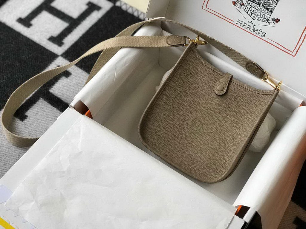Hermes Evelyne Bag Designer Hermes Mini Crossbody Bag 20382 Gold Buckle Kakhi