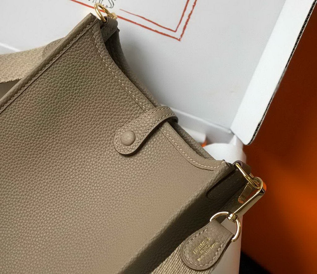 Hermes Evelyne Bag Designer Hermes Mini Crossbody Bag 20382 Gold Buckle Kakhi