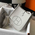 Hermes Evelyne Bag Hermes Mini Crossbody Bag 20402 Silver Buckle Light Gray