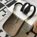 Hermes Evelyne Bag Designer Hermes Mini Crossbody Bag 20384 Gold Buckle Dark Gray